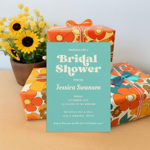 Invitación Robins Huevo Crema Azul Retro Ducha Nupcial