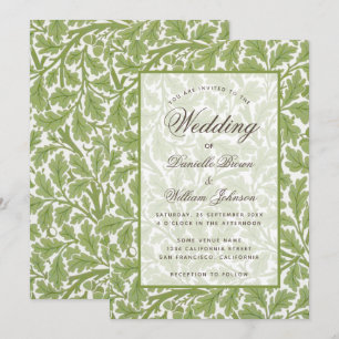 Invitación Roble de boda follaje botánico Morris caligrafía