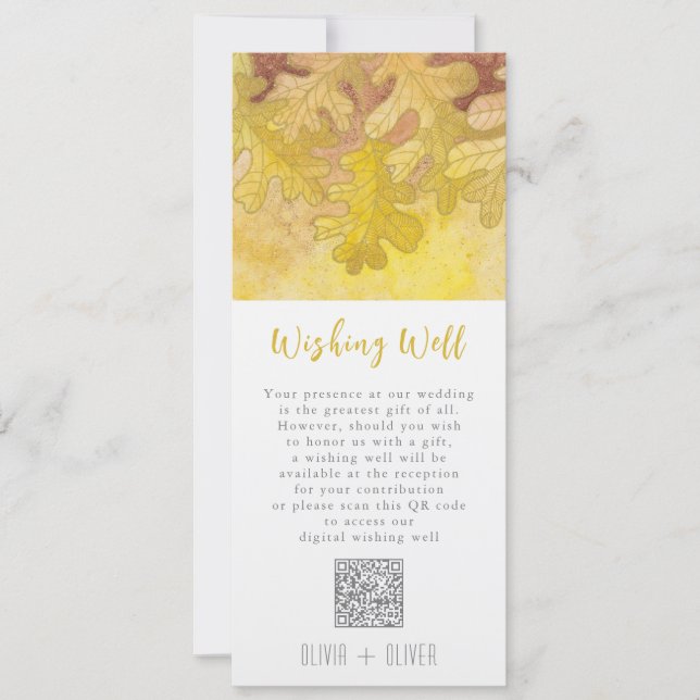 Invitación Roble otoñal deja Boda deseando código QR bueno (Anverso)