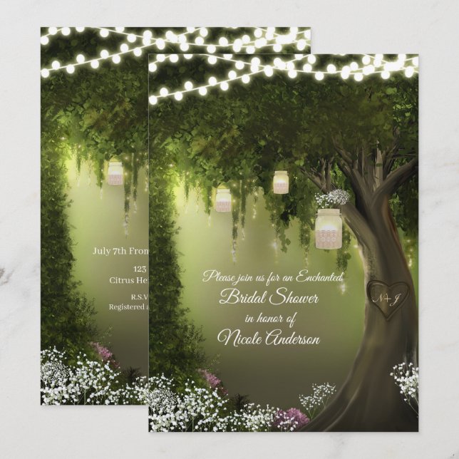 Invitación Roble Rústico Encantado Bosque Jardín Boda (Anverso / Reverso)