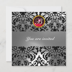 INVITACIÓN ROBO DE PIEDRA DE GIMNASIO NEGRO Y BLANCO MONOGRAM