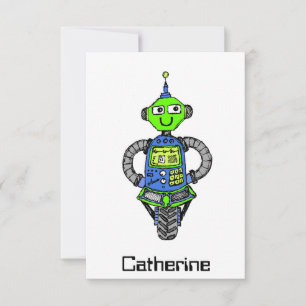 Invitación Robot Arnie, azul y verde