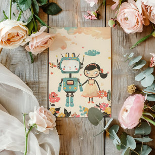 Invitación Robot Chica Funny Personalizado de Ciencia Ficción