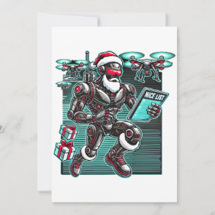 Invitación Robot de Santa con drones y Navidad impulsado por 