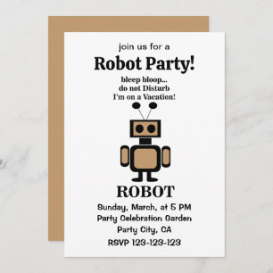 Invitación Robot Funny Tech Fiesta