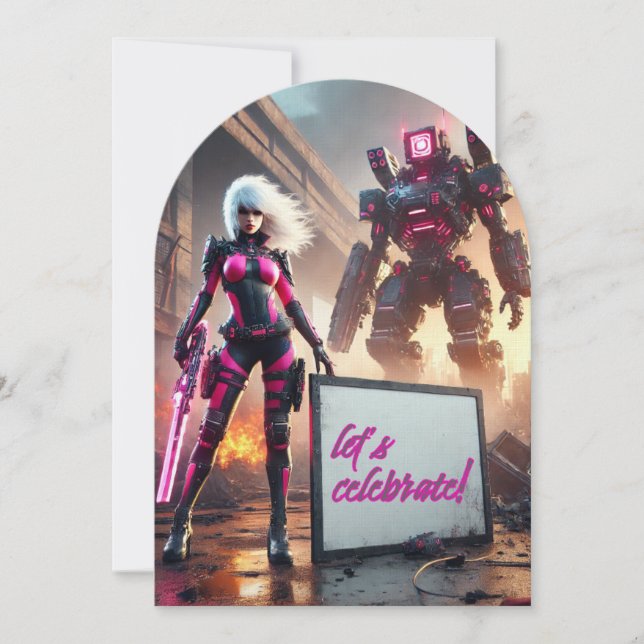 Invitación Robot Héroe (Anverso)