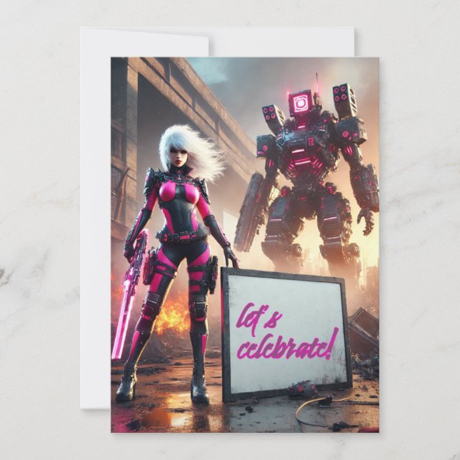 Invitación Robot Héroe (Anverso)