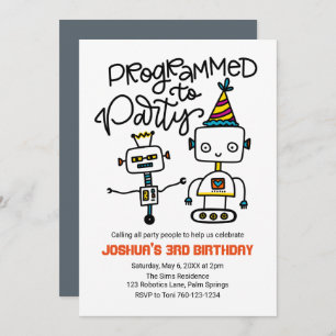 Invitación Robots, programados para Fiesta