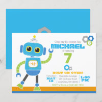 Robots y pernos azul y verde cumpleaños