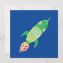 Invitación Roca espacial infantil verde