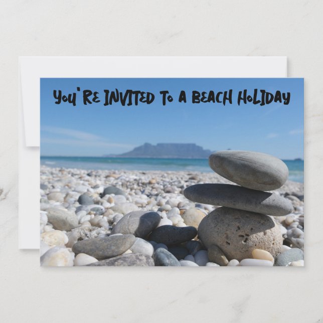 Invitación Rocas apiladas en la mesa de playa de Blouberg (Anverso)