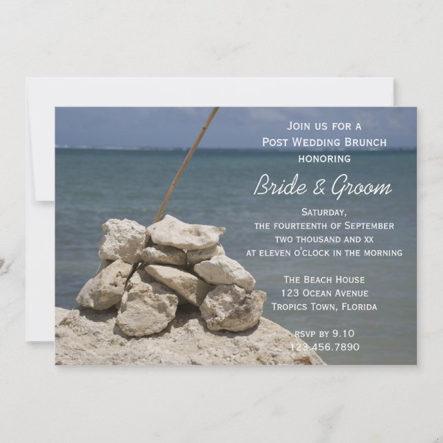 Invitación Rocas en Beach Post Boda Brunch (Anverso)