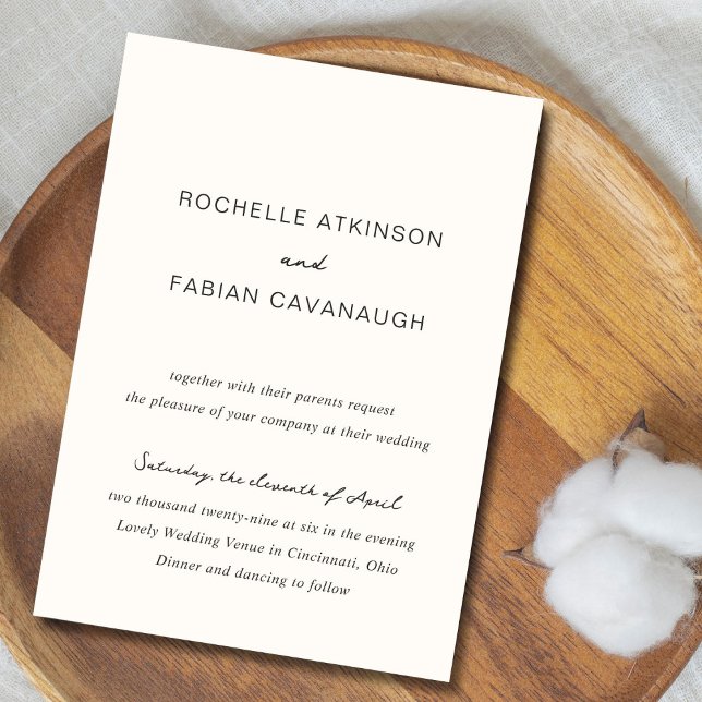Invitación Rochelle Cream Moderno y Elegante Boda Contemporán (Subido por el creador)
