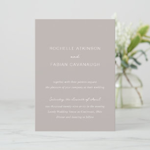 Invitación Rochelle Taupe Boda Moderna Contemporánea Elegante