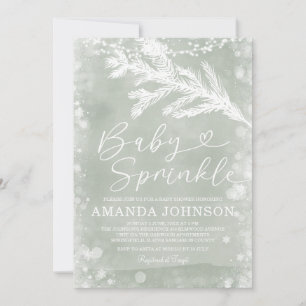 Invitación Rociada de bebé Hojas de invierno de Navidad Verde