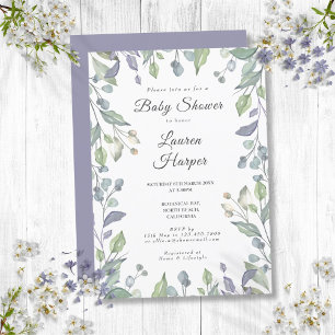 Invitación Rociador de baby shower floral verde campestre