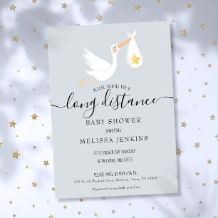 Invitación Rocío de Baby Shower a Distancia Por Correo Cigüeñ
