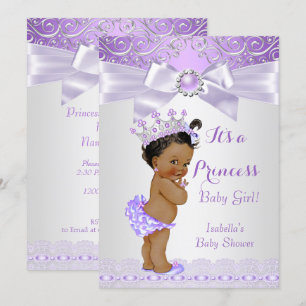Invitación Rocio Princesa Lilac Blanco Baby Shower Étnico