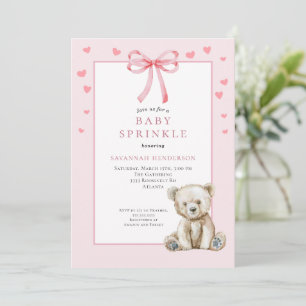 Invitación Rocío Suave de Bautizo de Bebé con Lindo Osito de 
