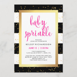 Invitación Rocios para niños de rayas blancas y negras de oro