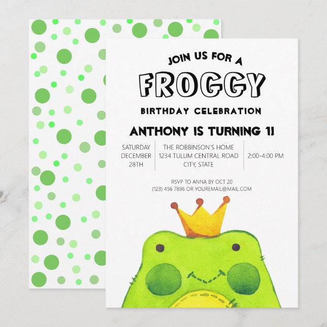Invitación Rocioso niño de cumpleaños príncipe Primer fiesta  (Anverso / Reverso)