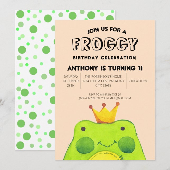 Invitación Rocioso niño de cumpleaños príncipe Primer fiesta  (Anverso / Reverso)