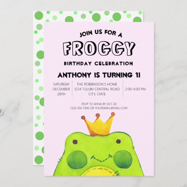 Invitación Rocioso niño de cumpleaños príncipe Primer fiesta  (Anverso / Reverso)