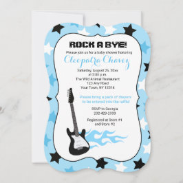 Invitación Rock a Bye Blue Rock Star Guitar Baby Shower