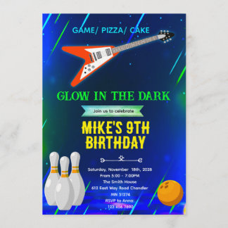 Invitación Rock and Bowling Birthday Invitation