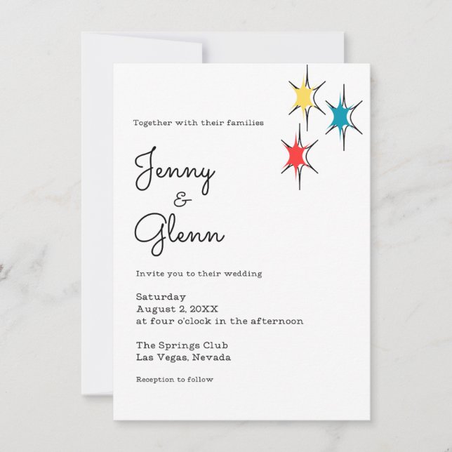 Invitación Rock and Roll Boda de estilo de los años 50 (Anverso)