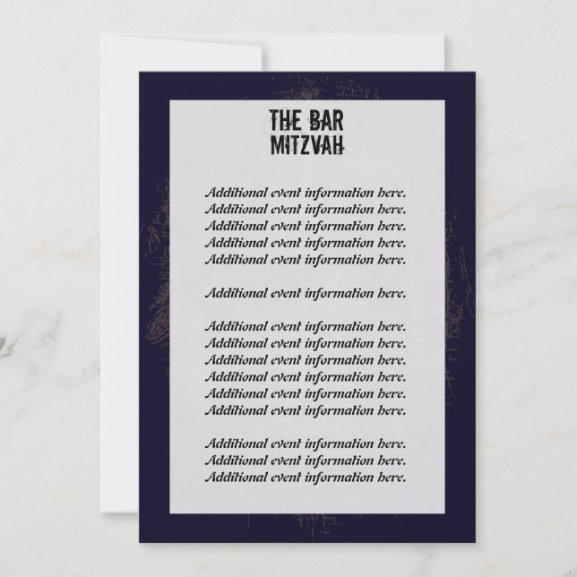 Invitación Rock Band Bar Mitzvah Info Card (Anverso)