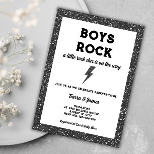 Invitación Rock Black Rock Y Roll Boy Baby Shower