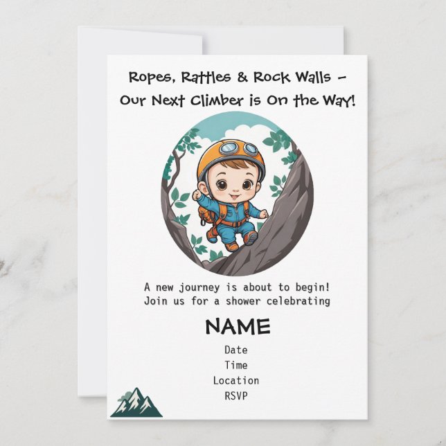 Invitación Rock Climber Adventure Boy (Anverso)