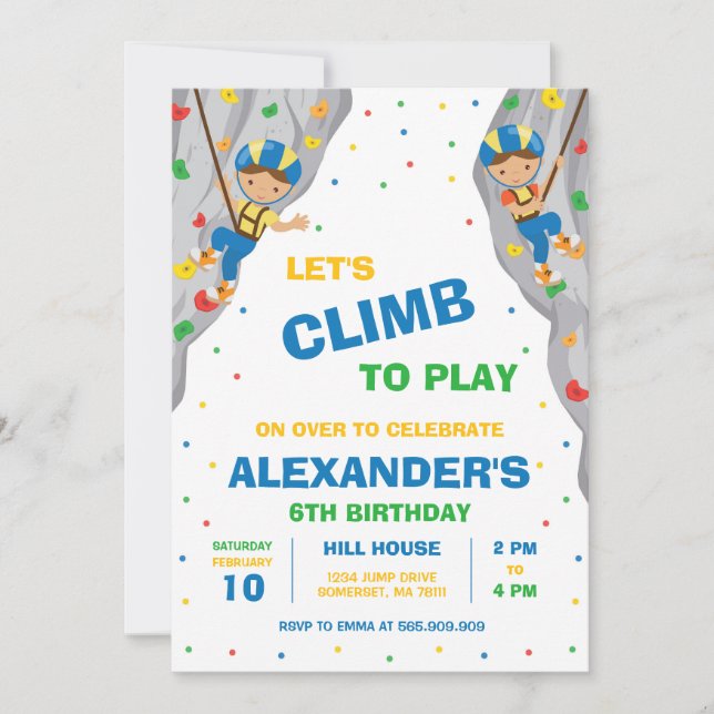 Invitación Rock Climbing Birthday Party Invitation (Anverso)