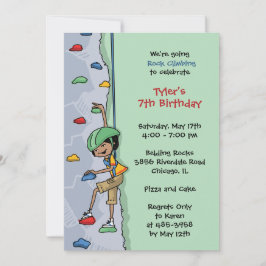 Invitación Rock Climbing Boy Black Hair Birday Party Wall