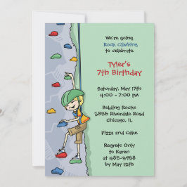 Invitación Rock Climbing Boy Blonde Hair Birthday Party Wall