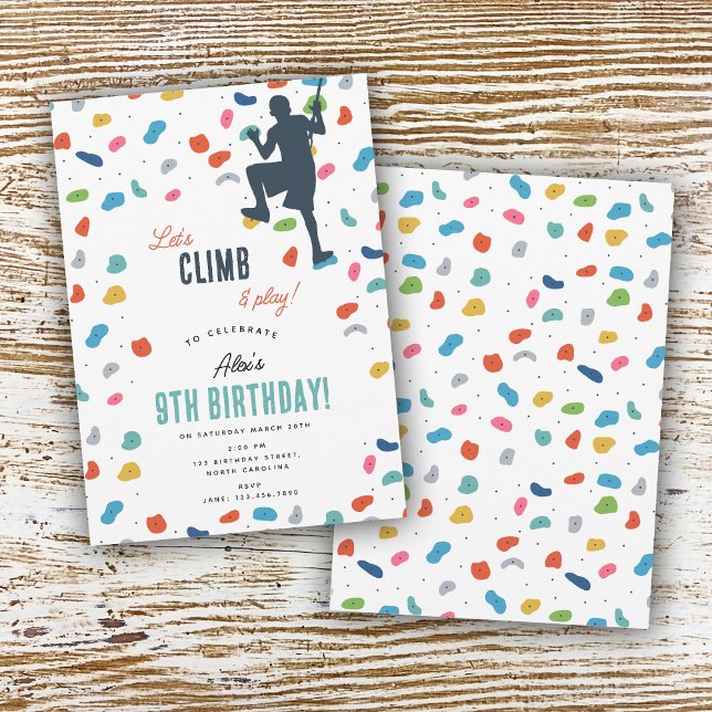 Invitación Rock Climbing Cute Kids Fiesta de cumpleaños (Rock Climbing Cute Kids Birthday Party Invitation)