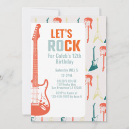 Invitación Rock de guitarra y rollo de música Rockstar cumple