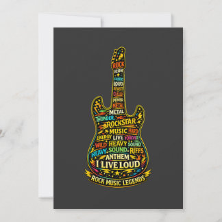 Invitación Rock Guitar Typography Art
