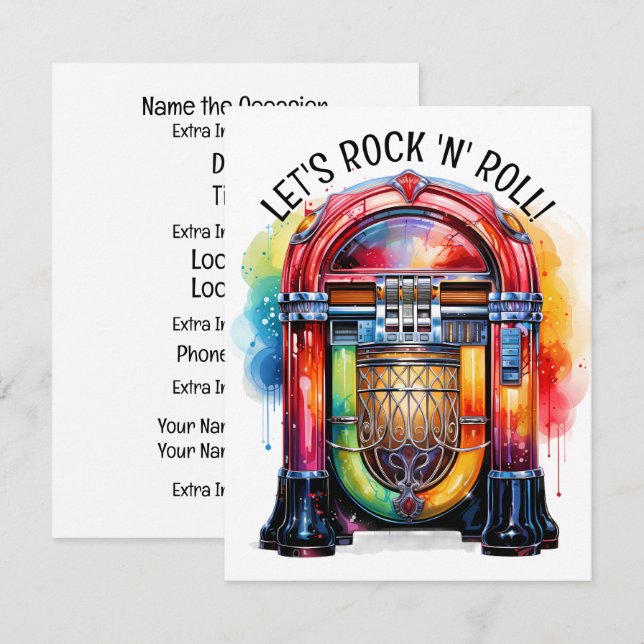 Invitación Rock 'N' Roll (Anverso / Reverso)