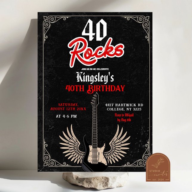 Invitación Rock n Roll 40.ª fiesta de cumpleaños de adultos R (Subido por el creador)