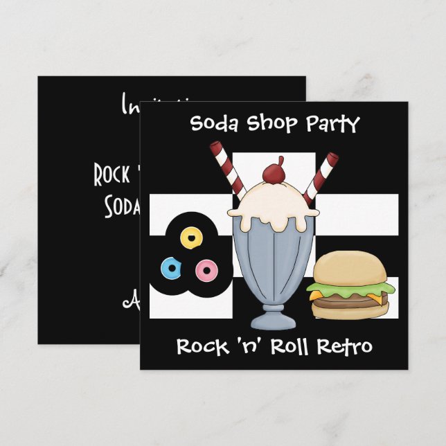 Invitación Rock 'n' Roll Fiesta de la Tienda de So (Anverso / Reverso)