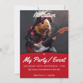 Invitación Rock n Roll Guinea Pig Party/Event