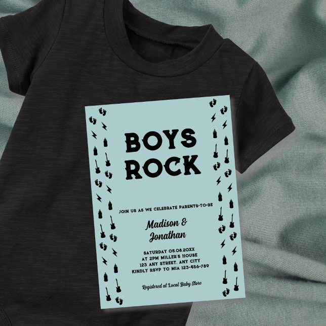 Invitación Rock N Roll Guitar Baby Boy Shower (Rock N Roll Guitar Baby Boy Shower Invitation)