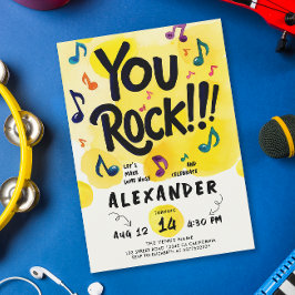Invitación Rock N Roll Música Yellow Watercolor Fiesta de cum