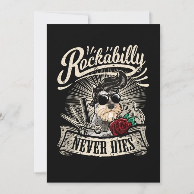 Invitación Rock n Roll Rockabilly Dog Schnauzer Hairdresser (Anverso)