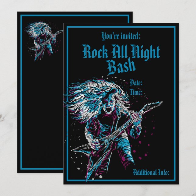 Invitación Rock On Heavy Metalizado Invitation (Anverso / Reverso)
