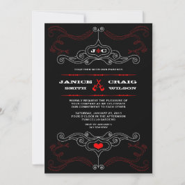 Invitación Rock Rojo y Negro 'n' Roll Música Boda