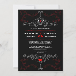 Invitación Rock Rojo y Negro 'n' Roll Música Boda
