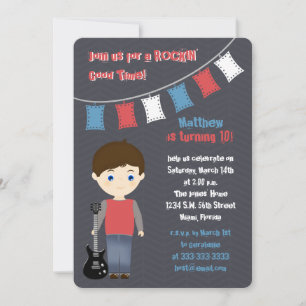 Invitación Rock Star Birthday Boy